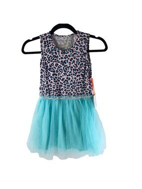 EGG New York Girls Leopard & Aqua Tulle Dress Multicolor Size 7 Years Sleeveless
